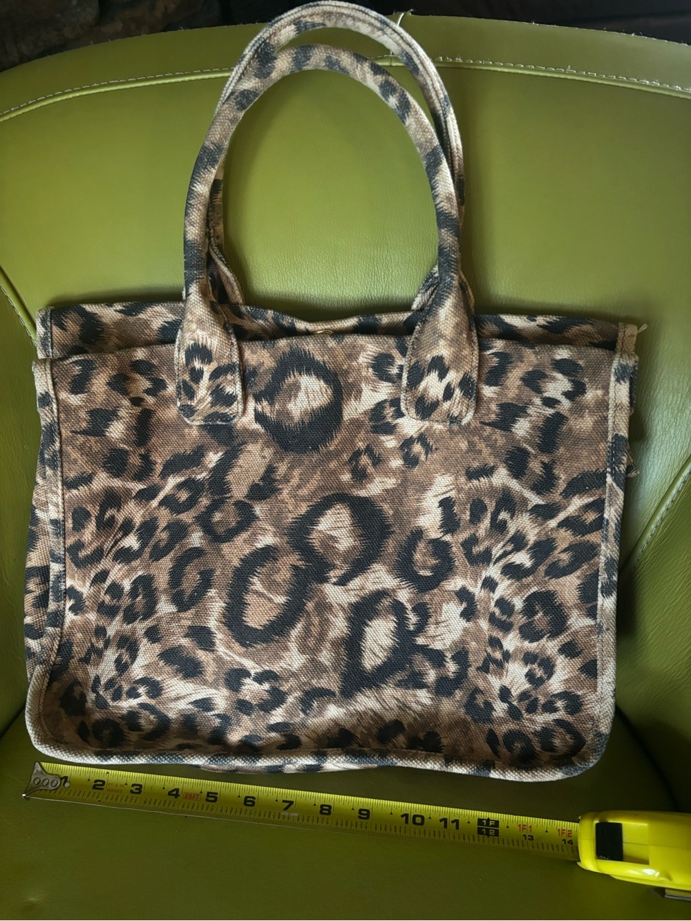 Vince Camuto Orla Leopard Print Canvas Tote Bag Caramel Brown Mini Shopper - Picture 7 of 8